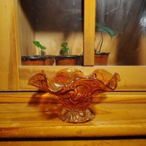 Vintage Imperial Glass Ruffled Candy Dish Carnival Glass